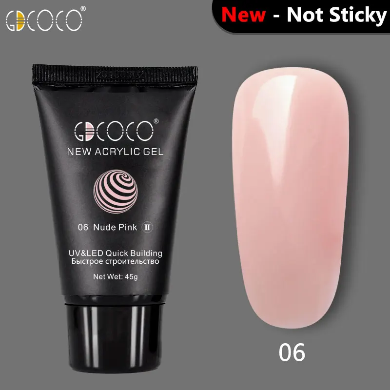 06 Nude pink New GDCOCO с украшением в виде кристаллов для маникюра(гель светодиодный гель дизайн ногтей canni насадок для маникюра удлинительные Гель-лак для ногтей акрил поли гель - Цвет: 06 Nude pink New