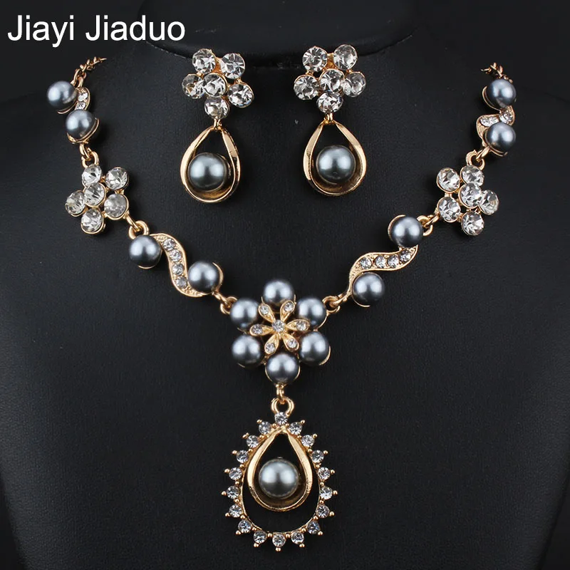 3 Jiayijiaduo Цепочки и ожерелья серьги для Для женщин Parure bijoux femm имитация жемчуга комплект ювелирных изделий для торжественное платье аксессуары - Окраска металла: 3