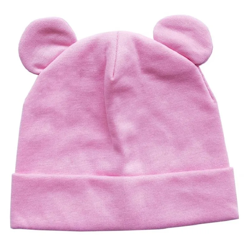 solid pink ear Новая весенне-осенняя милая детская шляпа с ушками, хлопковая шапка, шарф для девочек, шапки для младенцев, вязаные шапки с надписью «I Love MaMa Kids» для мальчиков, зимняя детская шапка - Цвет: solid pink ear