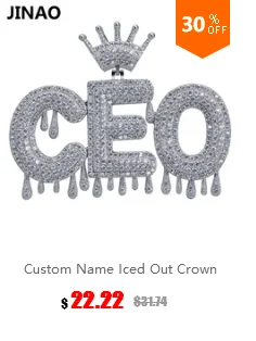 JINAO Мода AAA ловушка кулон ожерелье письмо Bling кубический циркон Iced Out цепи микро проложить для мужчин женщин хип хоп ювелирные изделия подарок Твердые