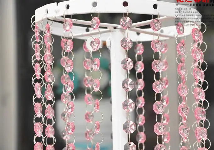 

event & party supplies 100M/lot,7colors acrylic octagonal crystal beaded garland strands chains of wedding chandelier hanging