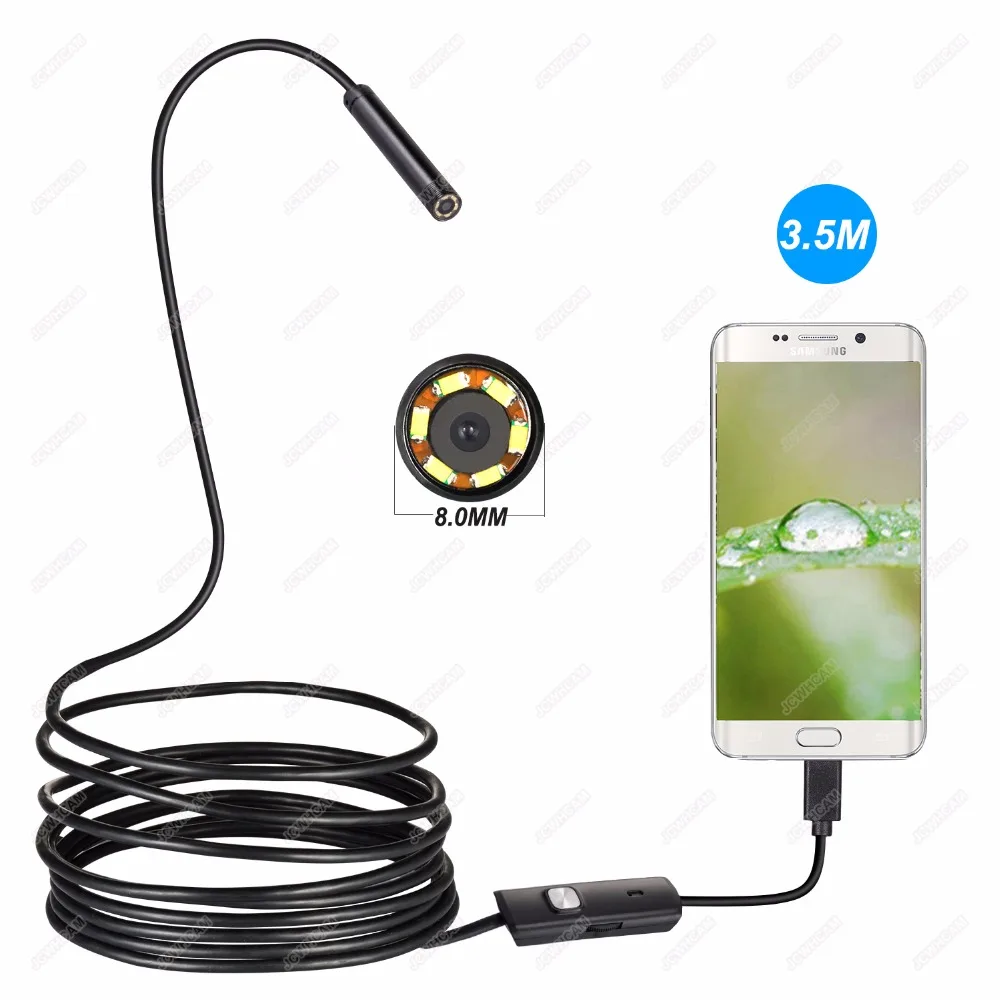 

8.0MM USB Endoscope 2MP 1M 2M 3M Cable Android Mini Sewer Camera Borescope For OTG Android USB Snake Tube Camera Car Inspection