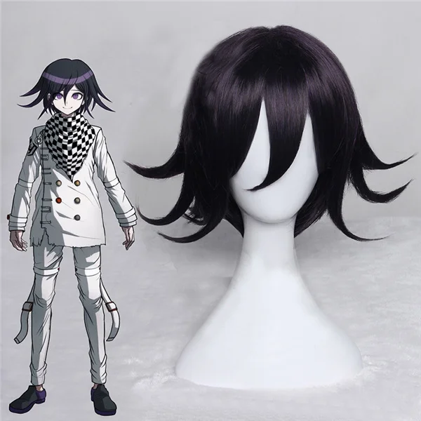 wig only Danganronpa V3 Killing Harmony Kokichi Oma Leader Косплей Костюм+ шапка шарф - Цвет: wig only