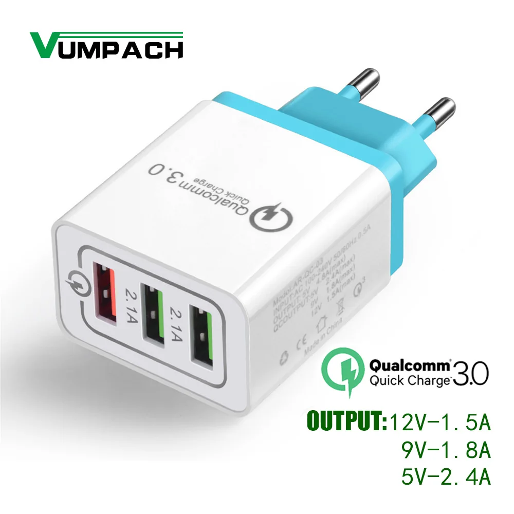 Vumpach USB зарядное устройство quick charge 3,0 для iPhone X iPad быстрое настенное зарядное устройство Samsung S9 для Xiaomi 8 mi Huawei зарядное устройство для мобильного телефона