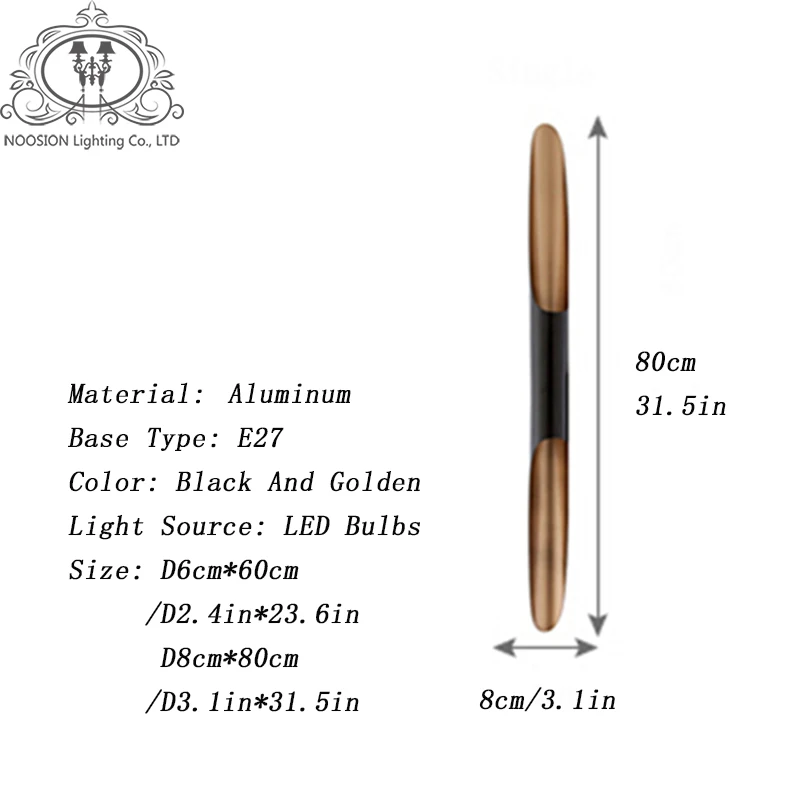 NOOSION современные трубы настенный светильник светодиодный Алюминий Черное золото
