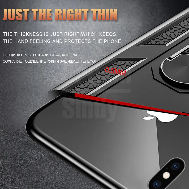 Роскошный армированный Мягкий противоударный чехол для IPhone XR XS Max X силиконовый бампер чехол для IPhone 6 6s 7 8 Plus чехол с металлическим кольцом