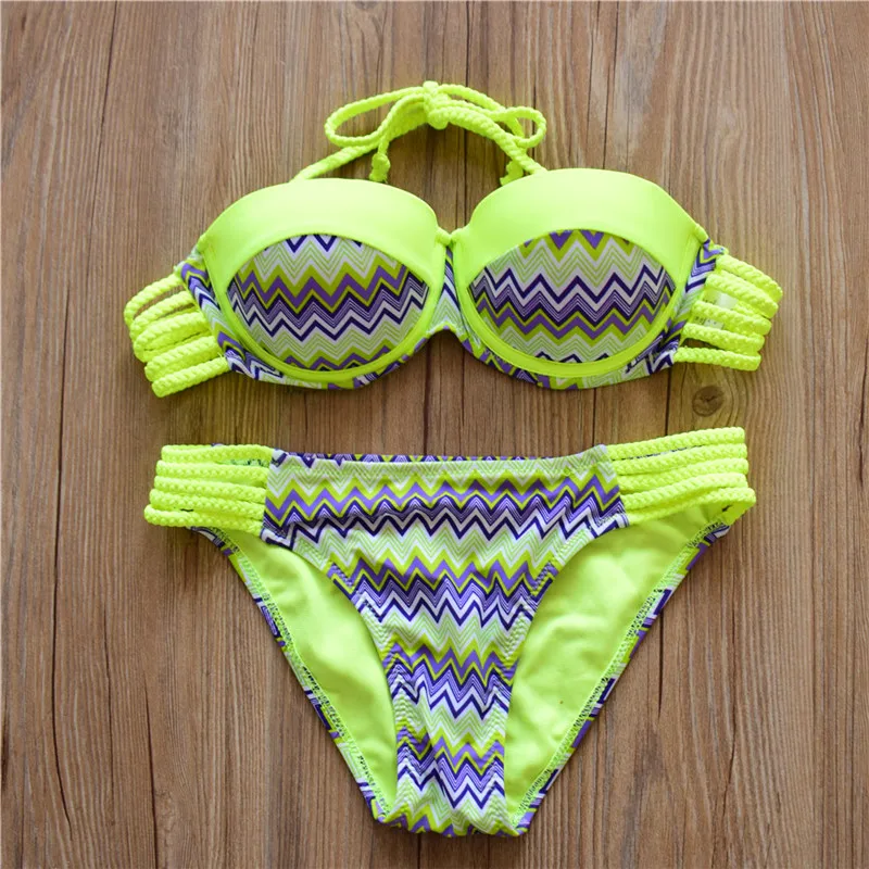 Женские новые спортивные бикини пикантные Лоскутные в богемном стиле с принтом