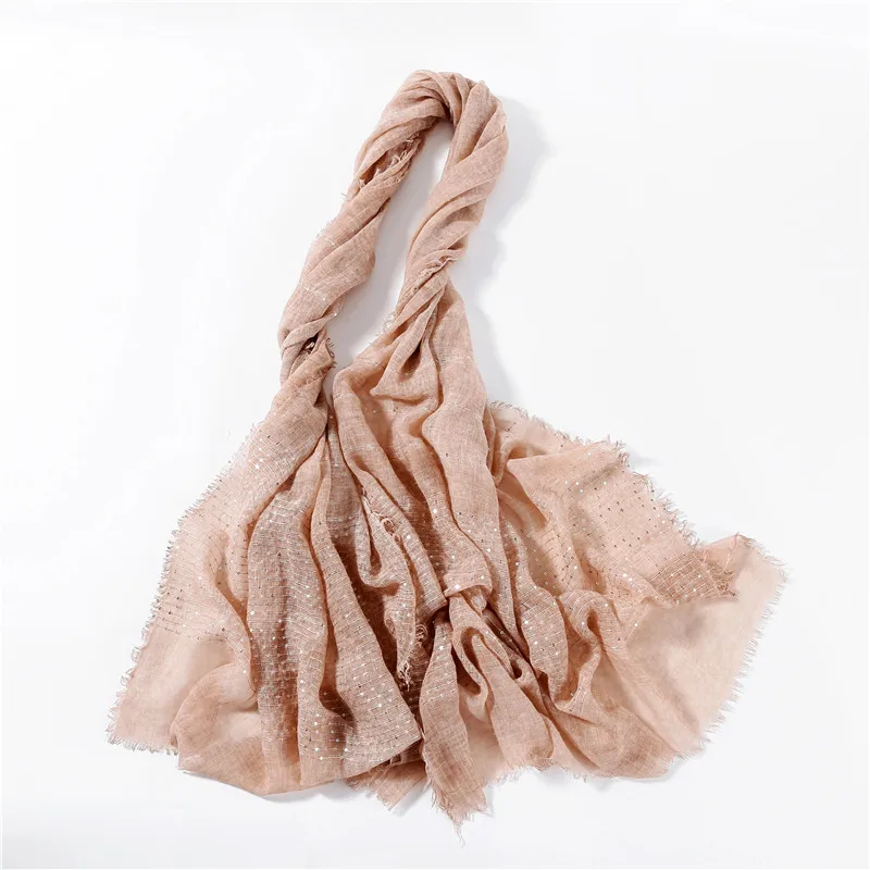 10pcs/lot Luxury Women's Striped Sequins Muslim Hijab Solid Color Tassel Edge Islamic Scarf Fashion Shiny Scarves Shawl Hot Sale |