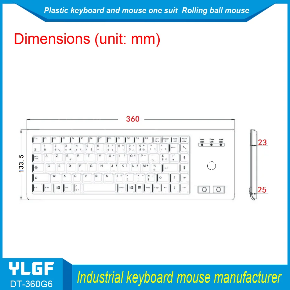 YLGF DT-360G6 промышленная пластиковая клавиатура rolling ball mouse одна клавиатура USB интерфейс одна линия питания чувствовать себя хорошо