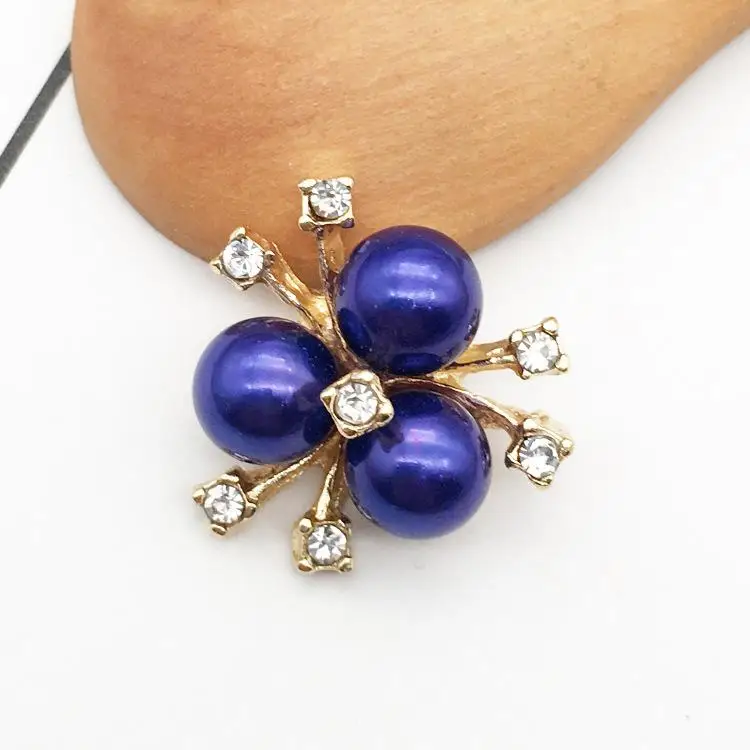 royalblue Красочный Жемчужный Цветок из горного Хрусталя Металлические фурнитура для изготовления ювелирных изделий материалы для самостоятельного изготовления украшений аксессуары ручной работы - Цвет: royalblue