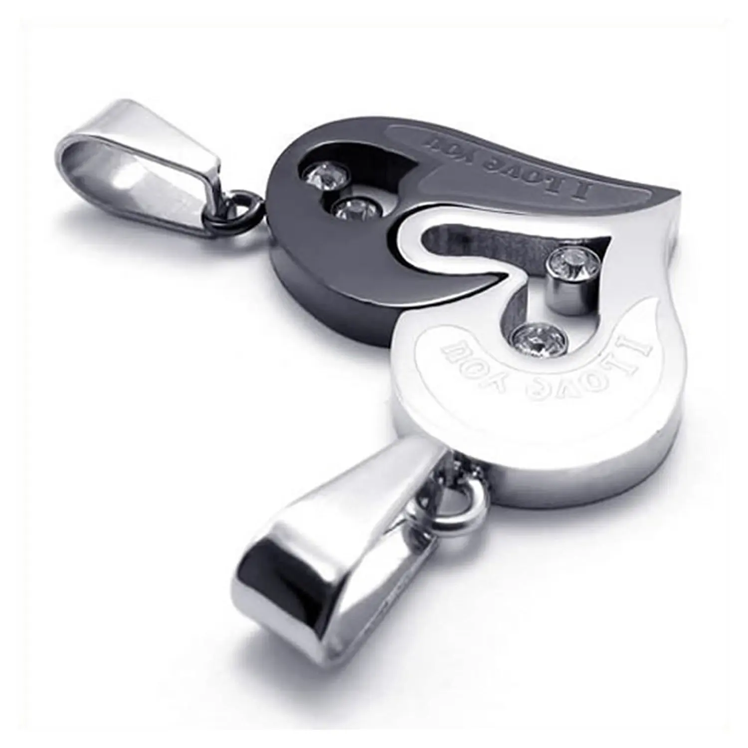 2 шт. мужские женские пары сердце Нержавеющая сталь кулон любовь Цепочки и