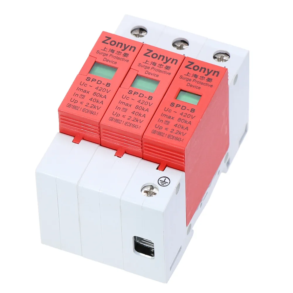 Высокое качество 4P SPD 420V 30KA~ 60KA дом стабилизатор напряжения защитное Низковольтное устройство 3P+ N