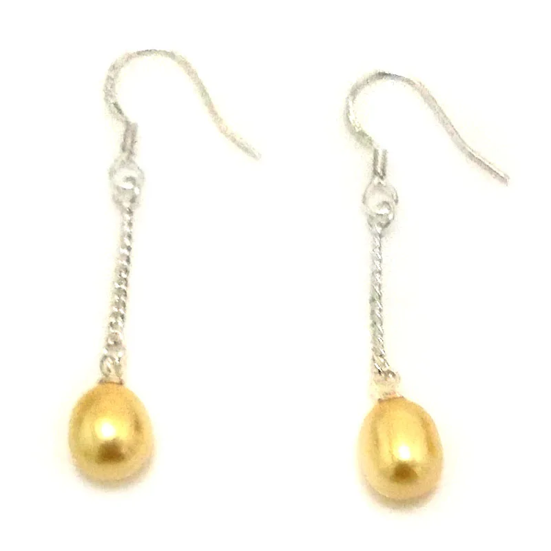Серьги-подвески с натуральным жемчугом 7-8 мм | Украшения и аксессуары