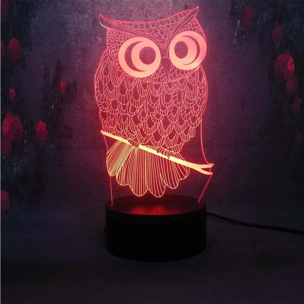 Лучшая продажа 3D LED настольная лампа ночник Сова RC пульт дистанционного