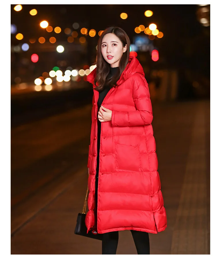 2018 Свободные Новый Стиль парки темно-синий черный красный серый длинный Женская