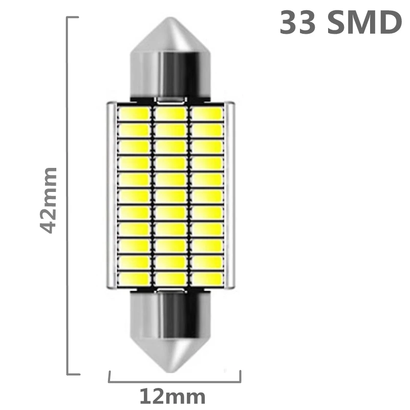42mm white 31 мм 36 мм 39 мм 42 мм гирлянда C5W C10W Светодиодный светильник 18 27 30 33 SMD 4014 светодиодный Canbus без ошибок авто Интерьер Doom лампа автомобильный светильник для чтения - Испускаемый цвет: 42mm white