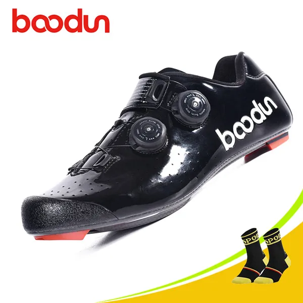 Blck with socks Кроссовки из углеродного волокна; sapatilha ciclismo; обувь для шоссейного велоспорта с двойной пряжкой; Ультралегкая велосипедная обувь; самоблокирующиеся велосипедные кроссовки - Цвет: Blck with socks