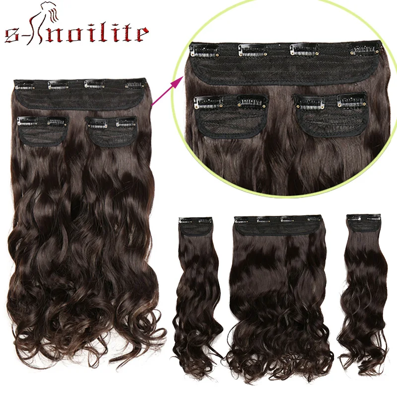 S-noilite 20 &quot3 шт./компл. Клип В синтетические пряди натуральные волосы для