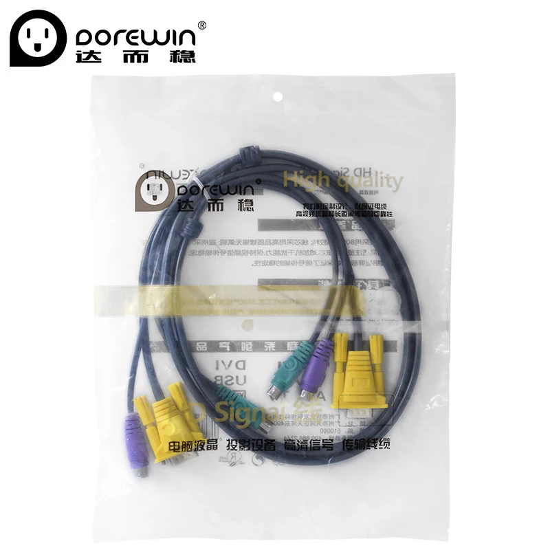 Dorewin 1.5 м KVM 15 Булавки мужчина к VGA PS2 Мужской переключатель кабель для клавиатуры
