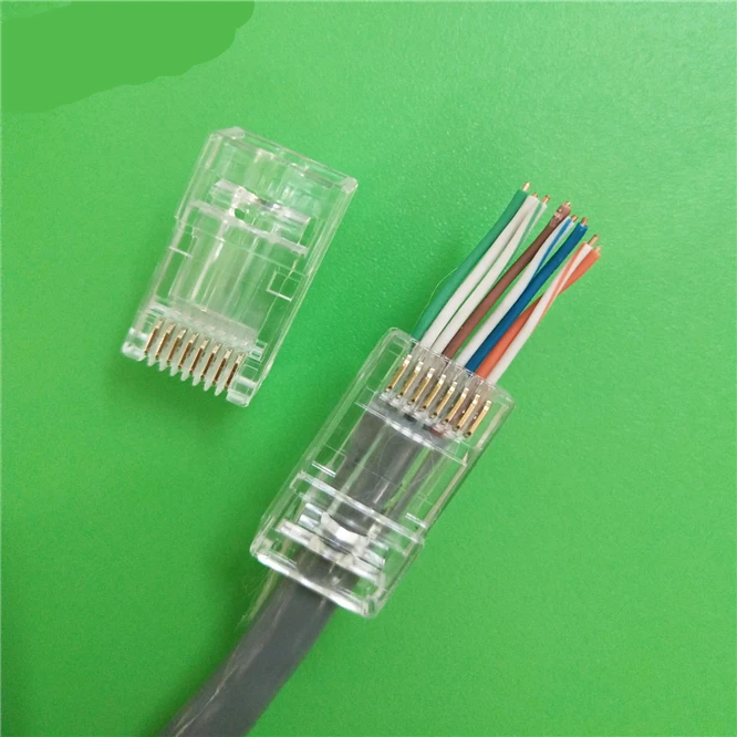 50 шт. RJ45 разъем CAT6 RJ 45 ethernet-кабель штекер utp 8P8C сеть 8pin Неэкранированные сквозные