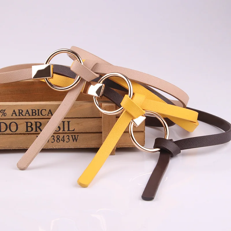 Ремень из искусственной кожи Женский тонкий пояс красный коричневый черный