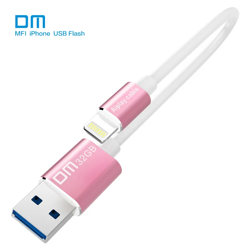 

Free shipping DM APD009 MFI USB3.032GB 64GB usb flash drives and cable for iphone for ipad external storage usb flash disk