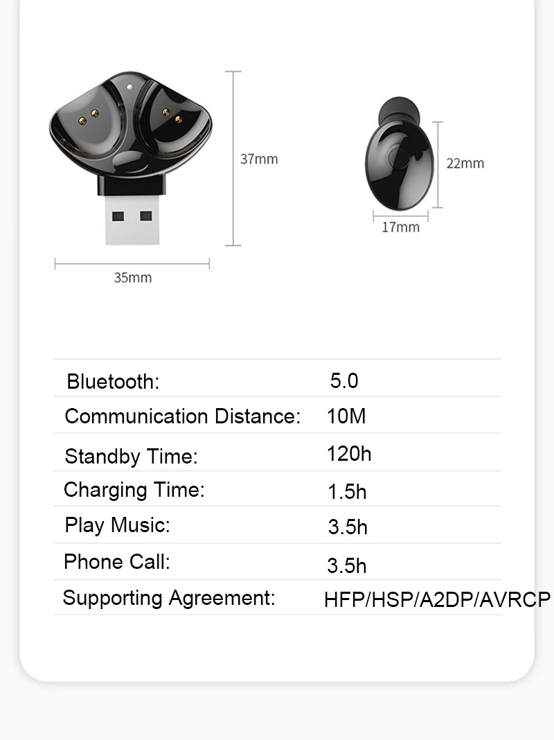 Sicneka TWS Bluetooth 5,0 наушники USB зарядное устройство мини наушники водонепроницаемые IPX5 стерео спортивные наушники гарнитура с микрофоном для IOS