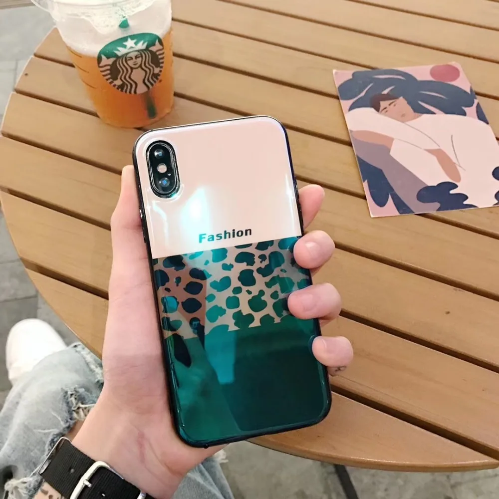 Leopard Girl Case For iPhone XS Max XR X 8 7 6S 6 Plus Women Cover Luxury Soft Silicone Blue Ray |