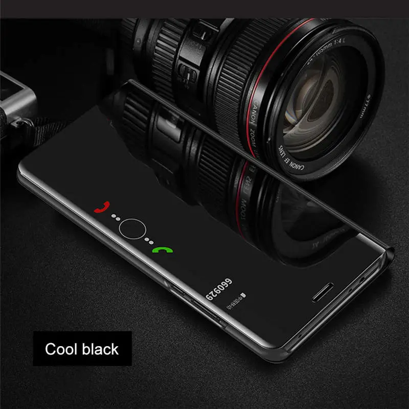 black Роскошный зеркальный кожаный чехол-подставка для samsung Galaxy A3 A5 A7, Магнитный чехол для Galaxy J2 Core J2 Pro J8 J5 J7 Prime - Цвет: black