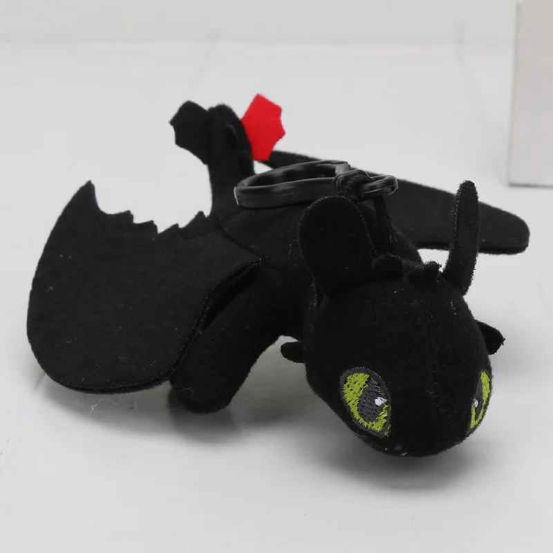 15cm black keychain 12 шт./компл., футболка с изображением героев мультфильма «Как приручить дракона фигурки Беззубик, ночная фурия кошмар отвратительного пристеголов, Цепочки и ожерелья брелок игрушка из ПВХ - Цвет: 15cm black keychain