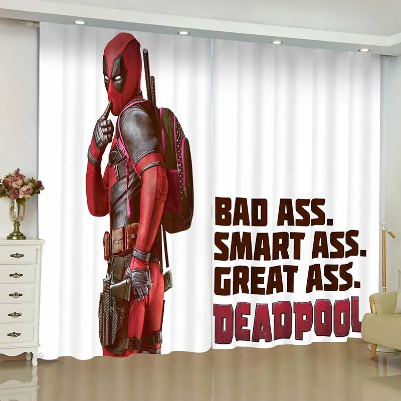 Занавески на окно Дэдпул, Marvel, супер герой, отряд самоубийц, жалюзи, занавески на окно, Затемненные занавески, занавески для гостиной, жалюзи - Цвет: 1
