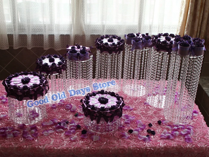 

8pcs Crystal Acrylic Round Cupcake Stand Or Round Perspex Cake Display Tools Suitable For Christmas/Wedding/Birthday Craft