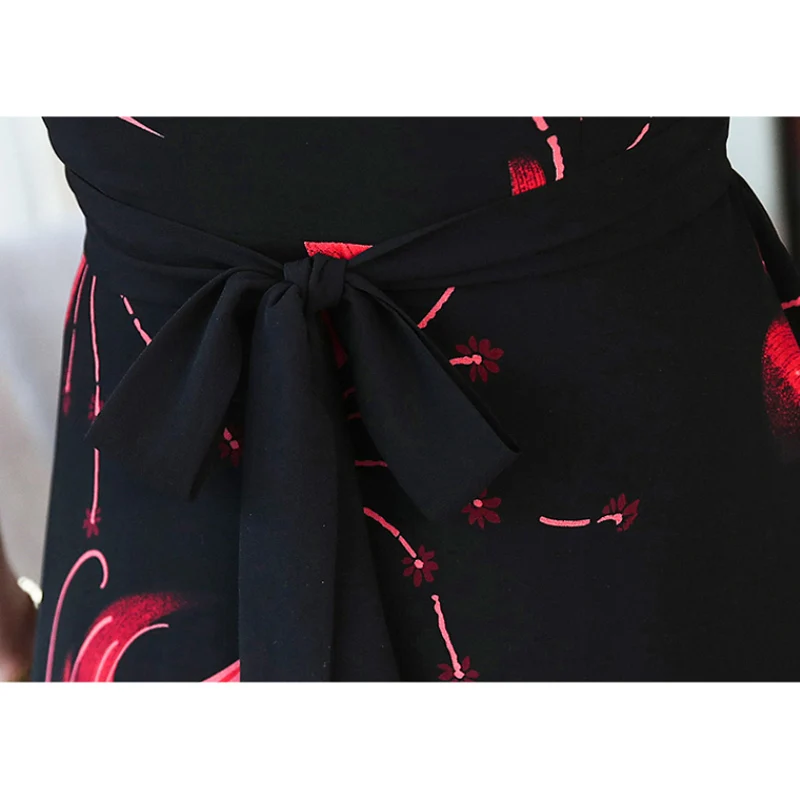 

Women Chiffon Floral Dress 2019 New Summer Fashion Elegant Casual High Waist Short Sleeve Long A Line Dress Female Vestidos