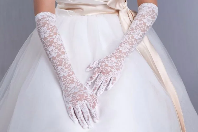 Новинка Брендовые женские кружевные перчатки до локтя с марлевым покрытием