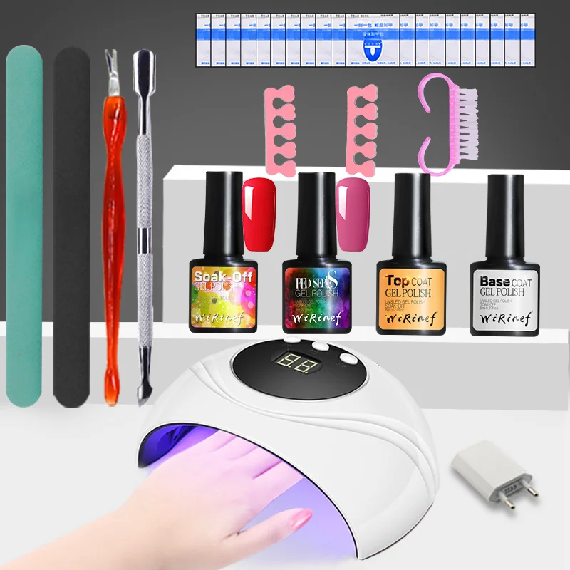 S4101 nail gel set WiRinef 3 вида сушилки для ногтей УФ светодиодный светильник полный комплект инструментов для маникюра подходит для ногтей начинающих дизайн ногтей скидка комплект - Цвет: S4101 nail gel set