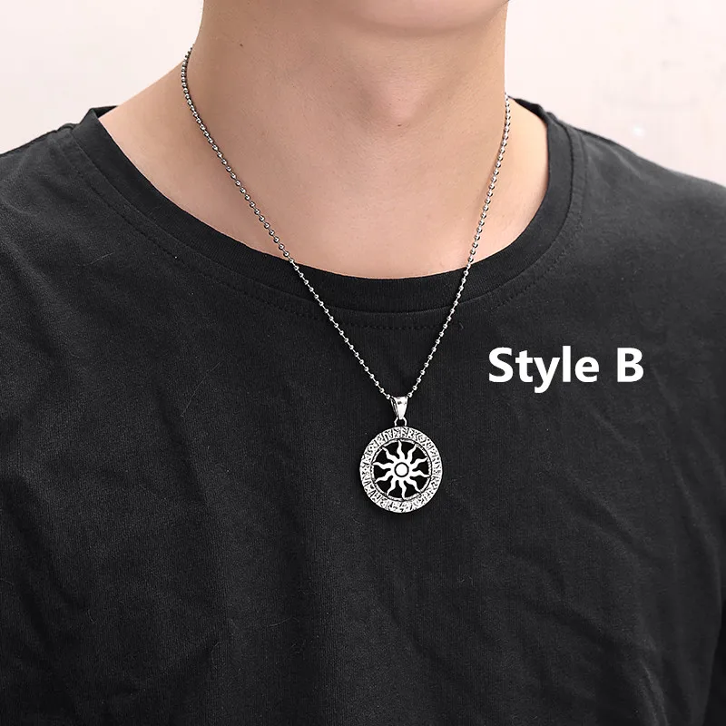 Мужское ожерелье с подвеской в стиле норвежских викингов из нержавеющей стали