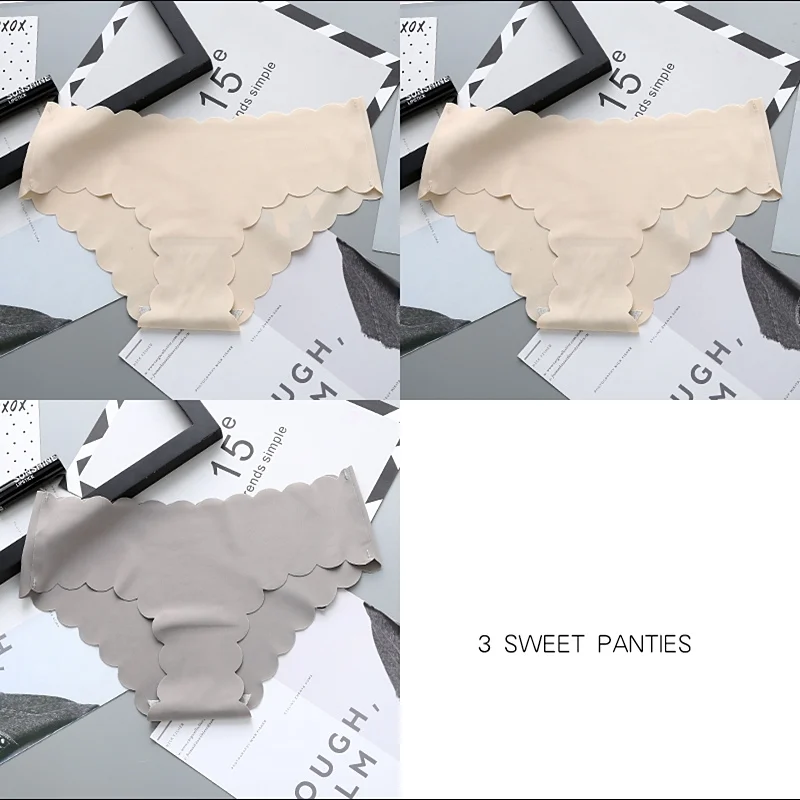 1 Gray 2 Apricot 3 шт., сексуальные трусики, женские бесшовные трусики, дамское нижнее белье, интимное женское нижнее белье для женщин, сексуальные трусы, женские бесшовные трусики - Цвет: 1 Gray 2 Apricot