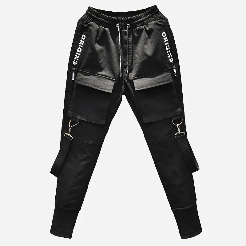 Новые идеи Jogger Брюки мужские Мульти карман эластичный пояс дизайн брюки уличные
