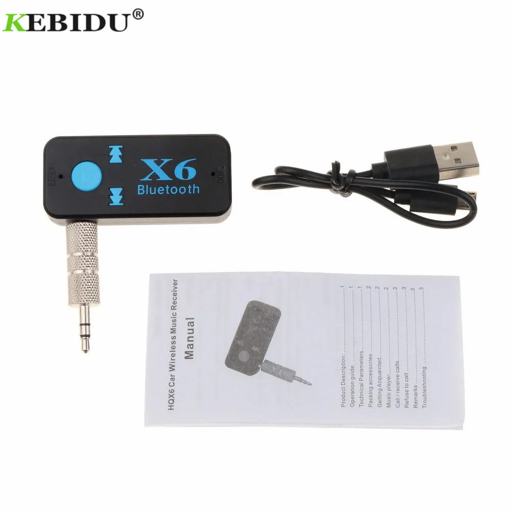 Автомобильный Bluetooth приемник KEBIDU X6 3 5 мм Aux комплект адаптер с поддержкой TF карты