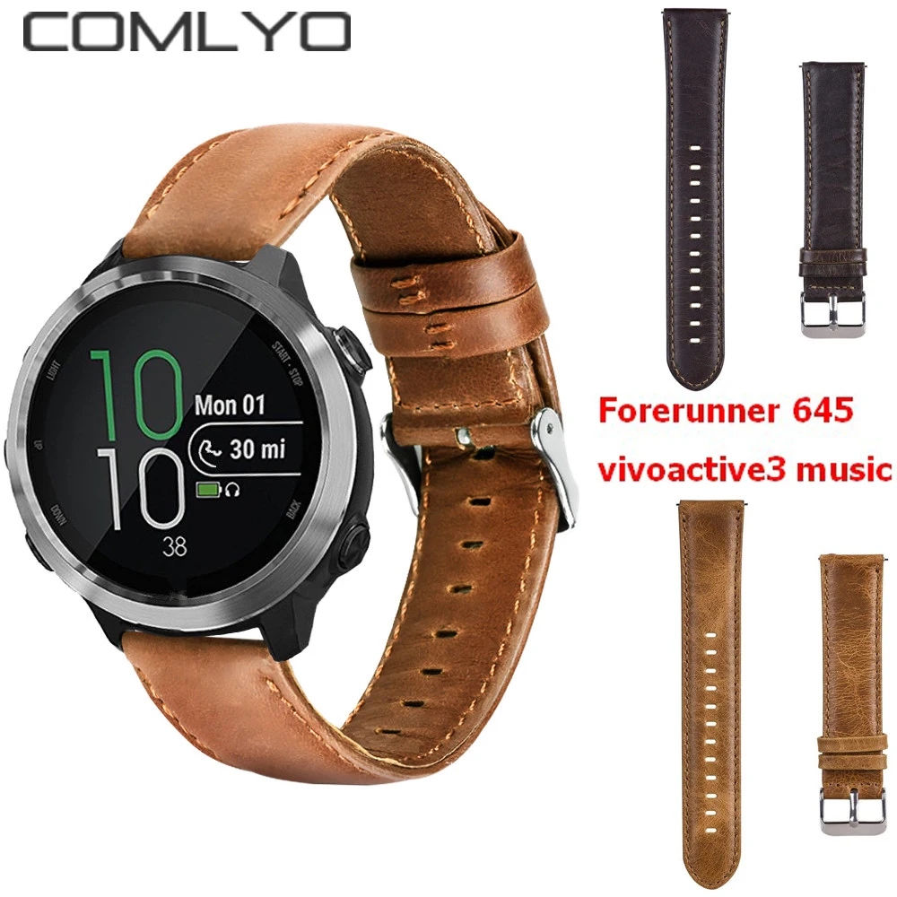 Высокое качество кожаный ремешок для garmin Forerunner 645 Смарт-часы сменный Браслет для garmin Vivoactive 3 браслет