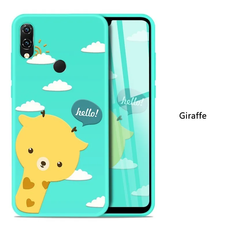 Силиконовый чехол для Xiaomi Redmi Note 7, чехол с милыми животными, котом, Кроликом, матовый чехол, 3D рельефный бампер для Redmi 5 Plus Note 5 6 Pro 6A - Цвет: Giraffe