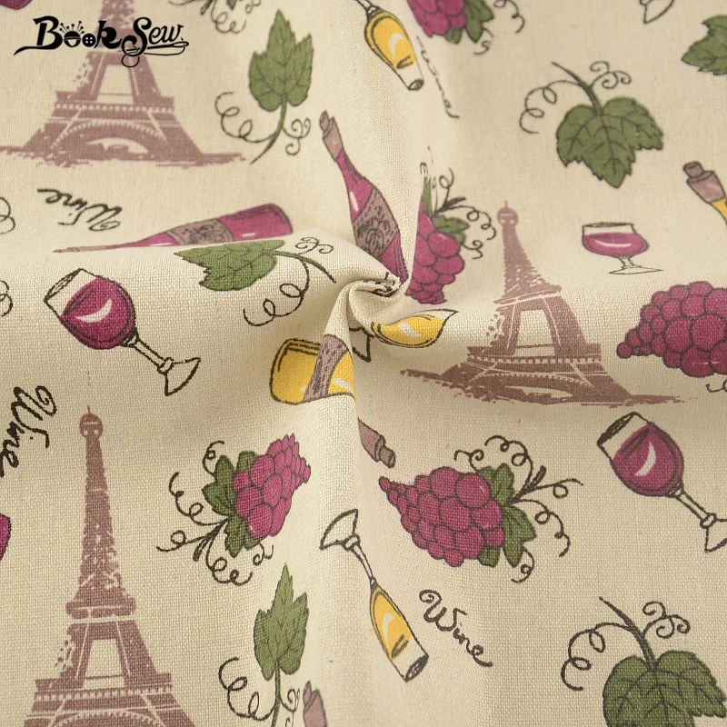 Booksew Home Textile Cotton Linen Fabric Printed Wine Style Sewing Material Tissu Tablecloth Pillow Bag Curtain Cushion Zakka | Дом и сад