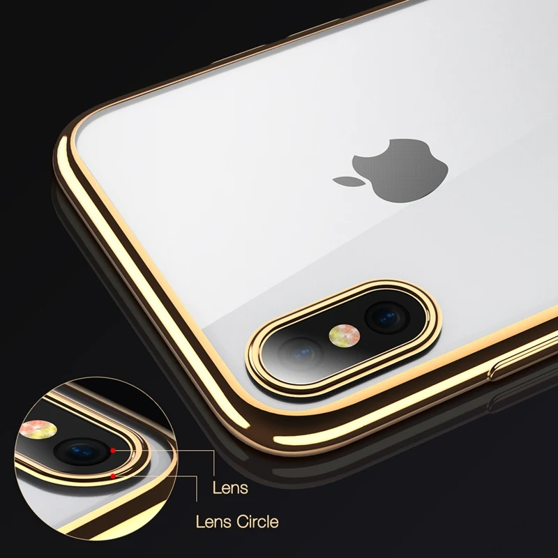 UPaitou Luxury Plating Crystal Transparent Soft TPU Case for Apple iPhone X Clear Silicone Cases 10 Ten Back Cover |