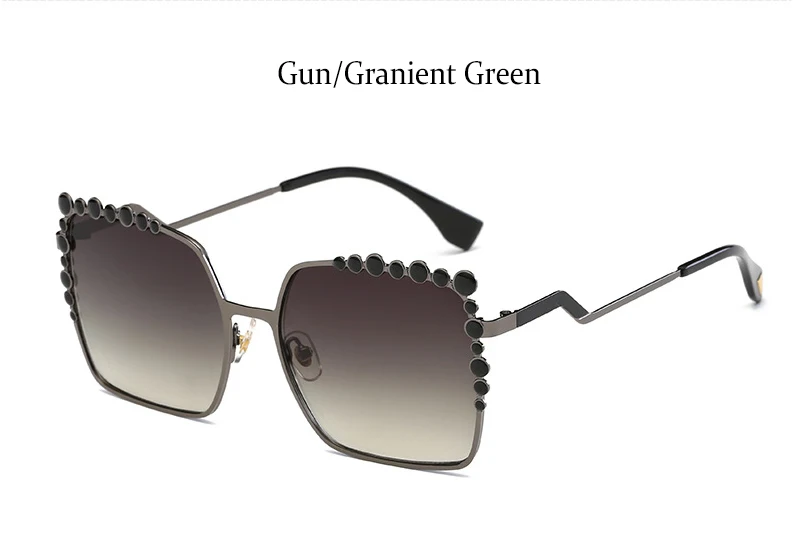 Gun Gradient Green Брендовые дизайнерские ретро Квадратные Солнцезащитные очки для женщин, модные зеркальные солнцезащитные очки с металлической оправой, большие женские очки, очки Gafas UV400 - Цвет линз: Gun Gradient Green