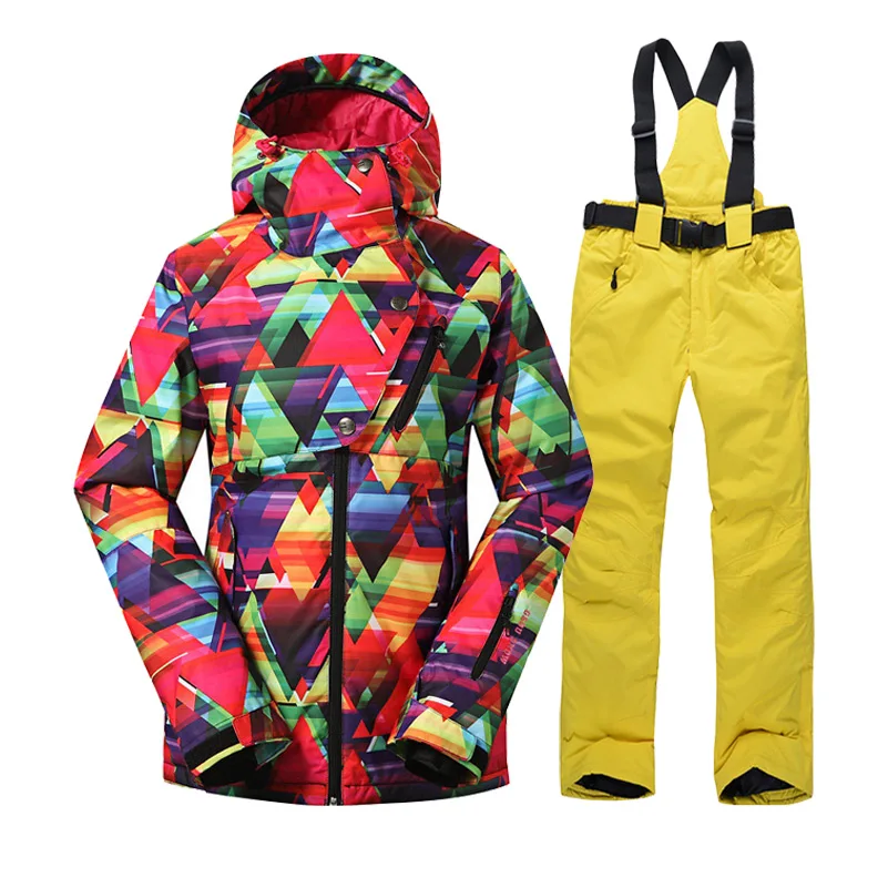 Лыжный костюм Женская лыжная куртка брюки водонепроницаемые сноубордические