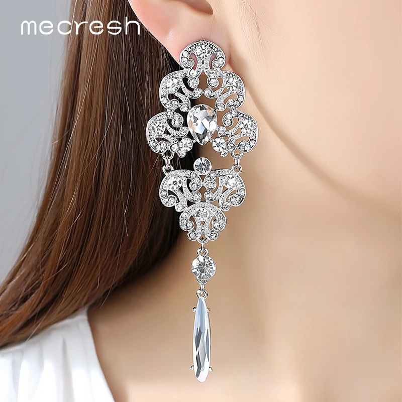 Mecresh Топ кристалл женский серебряный аксессуары Винтажные серьги + расчески