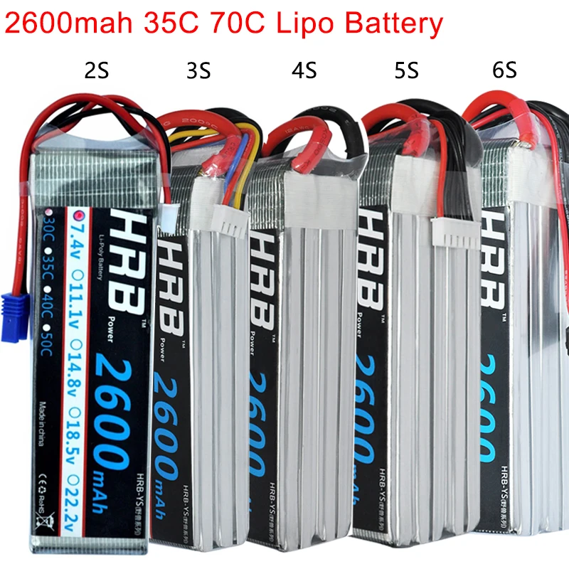 HRB RC Lipo батарея 2S 3S 4S 5S 6S 2600mah 35C Brust 70C XT60-T EC2 разъем для квадрокоптера вертолета trex-450 fpv дронов