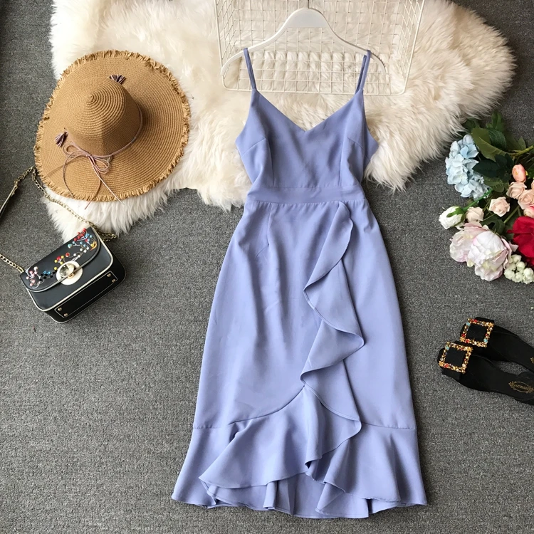 Женское облегающее платье ALPHALMODA на бретельках асимметричная гофрированная