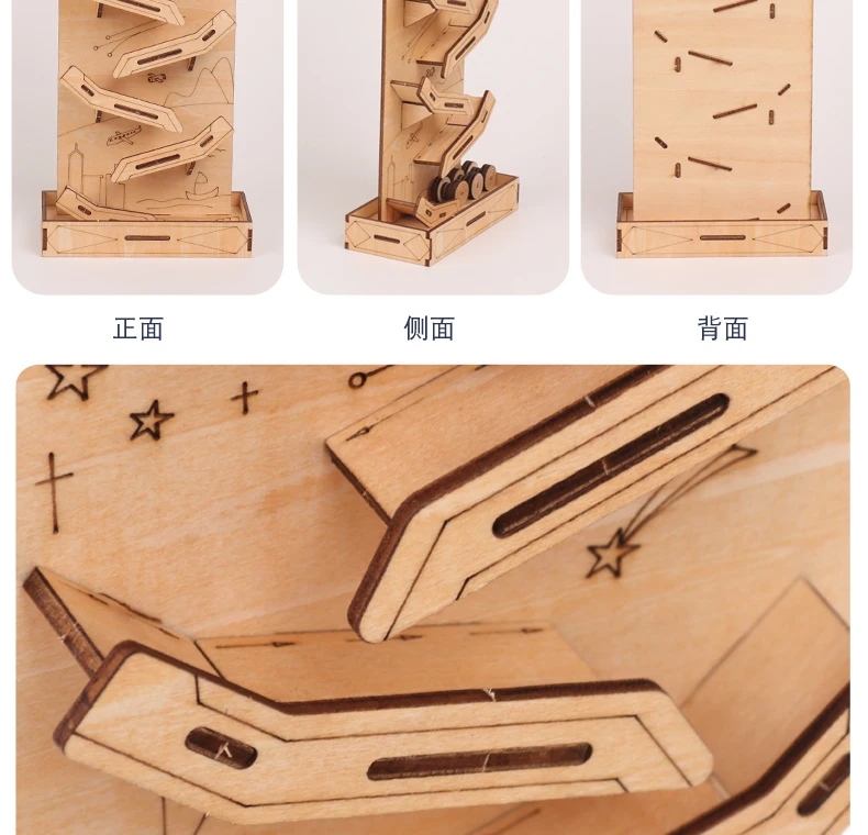 Candywood DIY 3D деревянная головоломка для детей, детская лестница, скользящая машина, деревянный слот, трек, автомобиль, игрушки, обучающая модель, чтобы скользить, игрушка для мальчиков