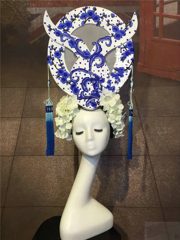 novelty art headdress festival dance carnival Halloween head wear accessories flower vase pageant headpiece